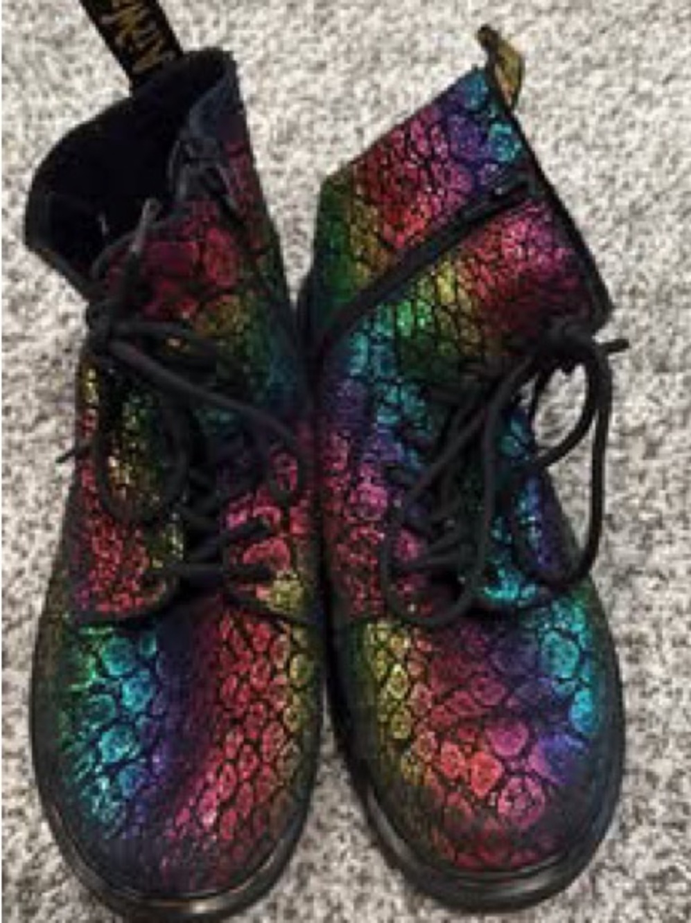 Dr. Martens Rainbow Metallic Scale on Suede Lace-Up Women's Boots - US 6 Size